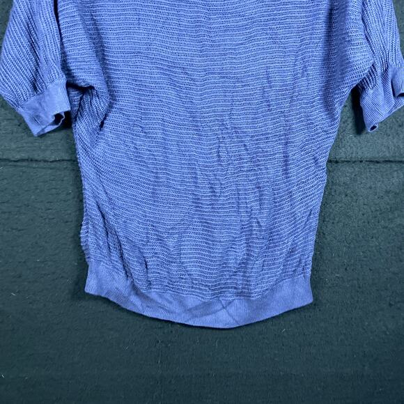 Express Womens Sweater Purple Crew Neck Open Weave Knit Dolman Sleeve Sheer M - Picture 3 of 13